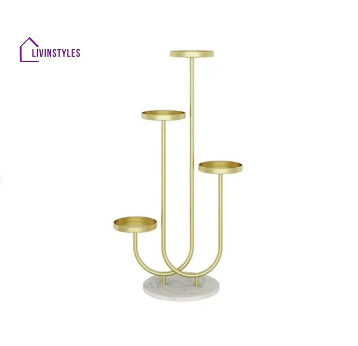 Darshan Metal Plant Stand 4-Shelf Gold For Balcony