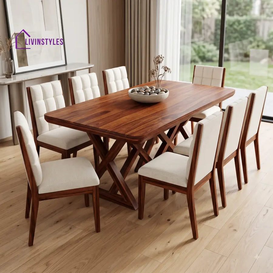 Darshika Premium Solid Wood 8 Seater Dining Table Set