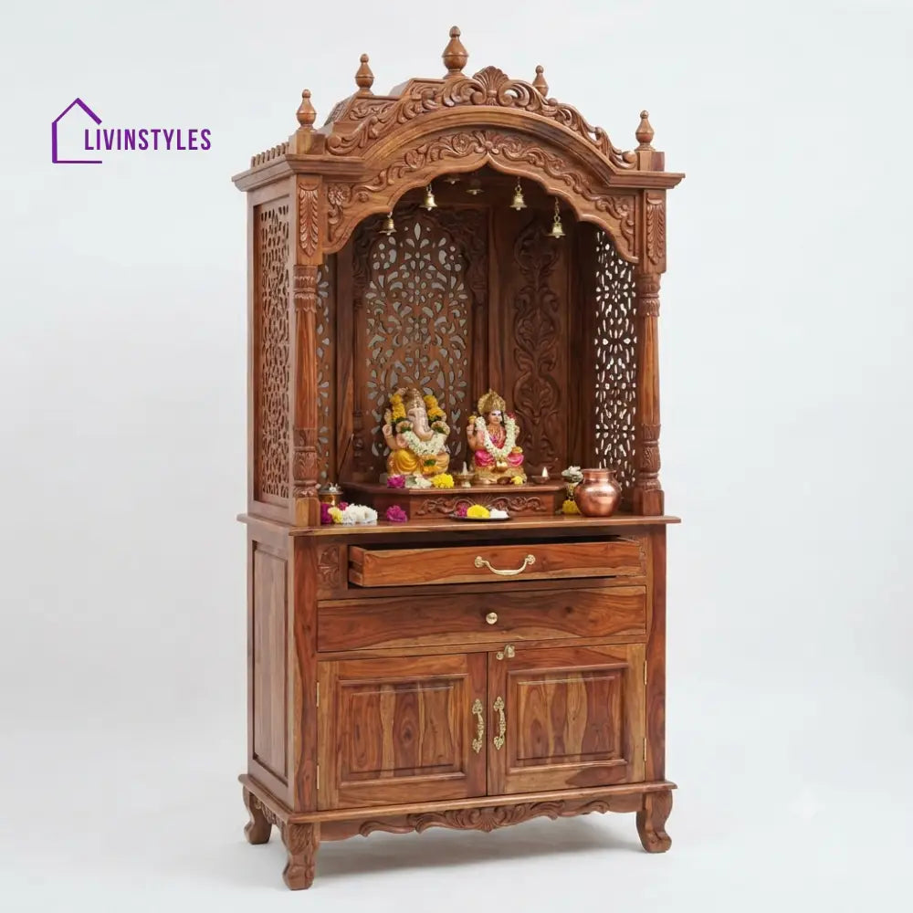 Darshika Premium Solid Wood Home Temple | Pooja Mandir for Home