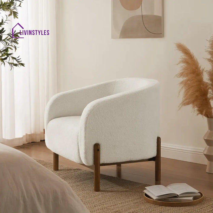 Darshika Solid Wood and Fabric Arm Chair | Living Room Chair | Lounge Chair