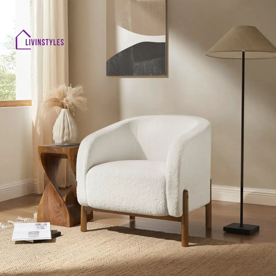 Darshika Solid Wood and Fabric Arm Chair | Living Room Chair | Lounge Chair