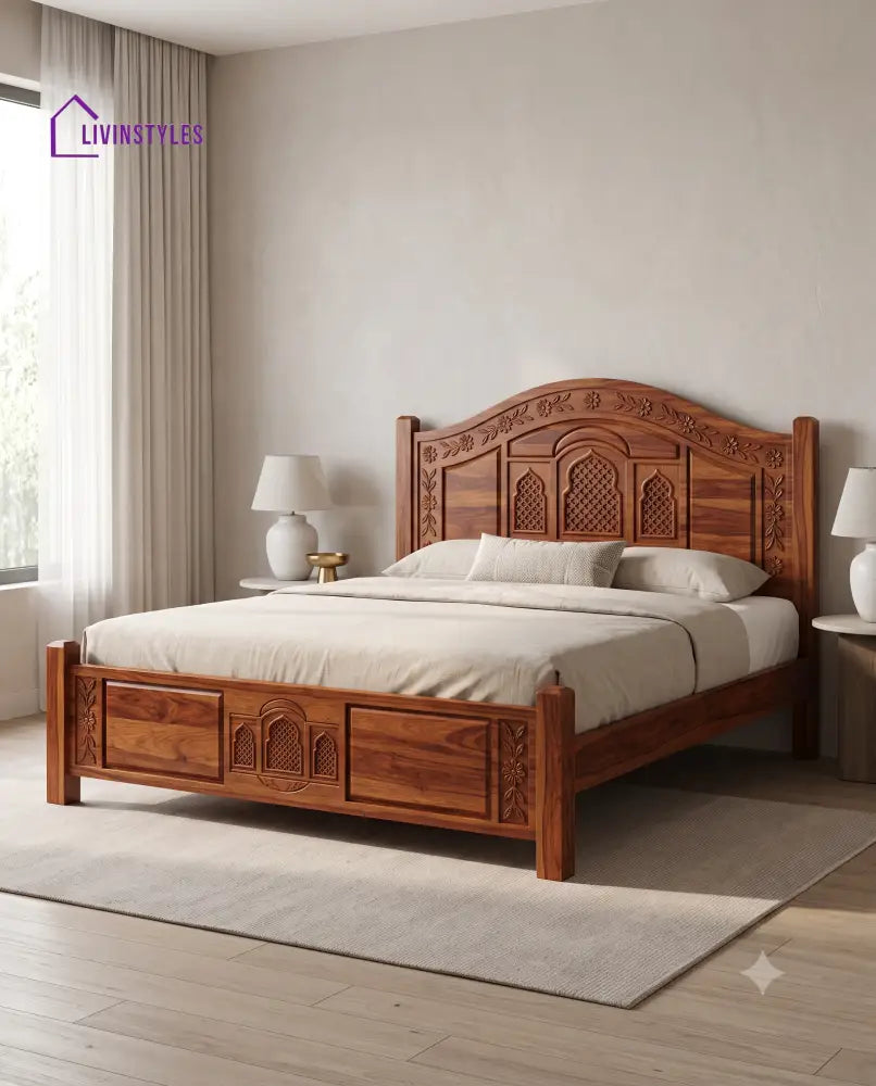 Darshini Wooden Bed | Solid Wood Double Bed | Wooden King size bed & Wooden Queen size bed