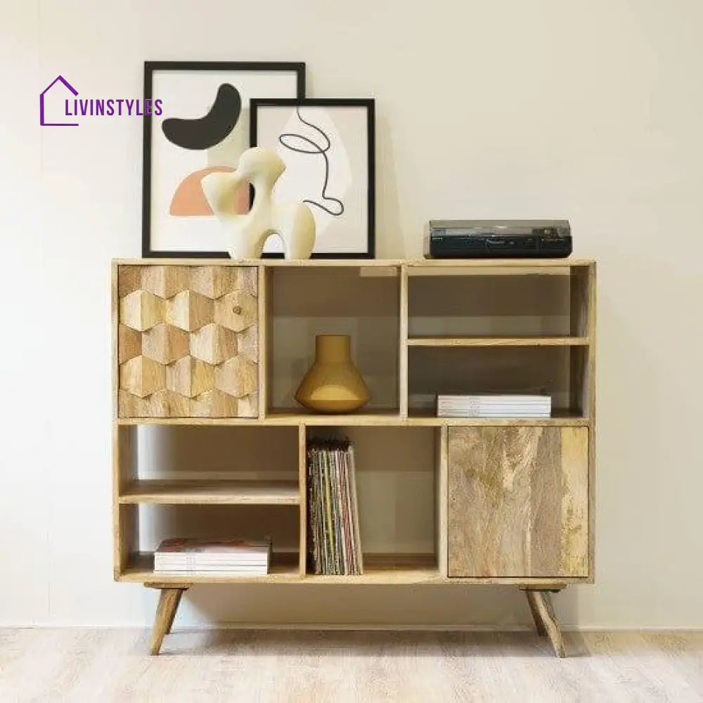 Darwin Mango Wood Sideboard In Natural Finish (Open Cabinet)