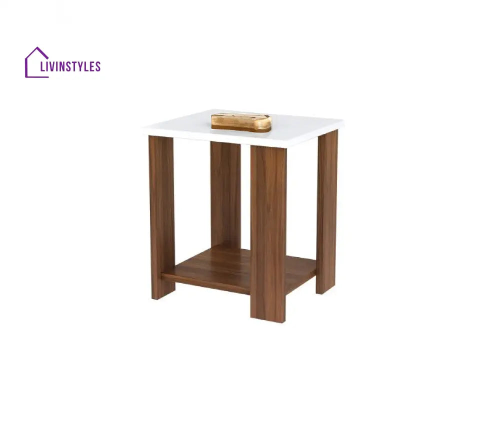 Dasha Square Side End Table for Living Room | Affordable Side Table for Every Living Room - White and Wooden