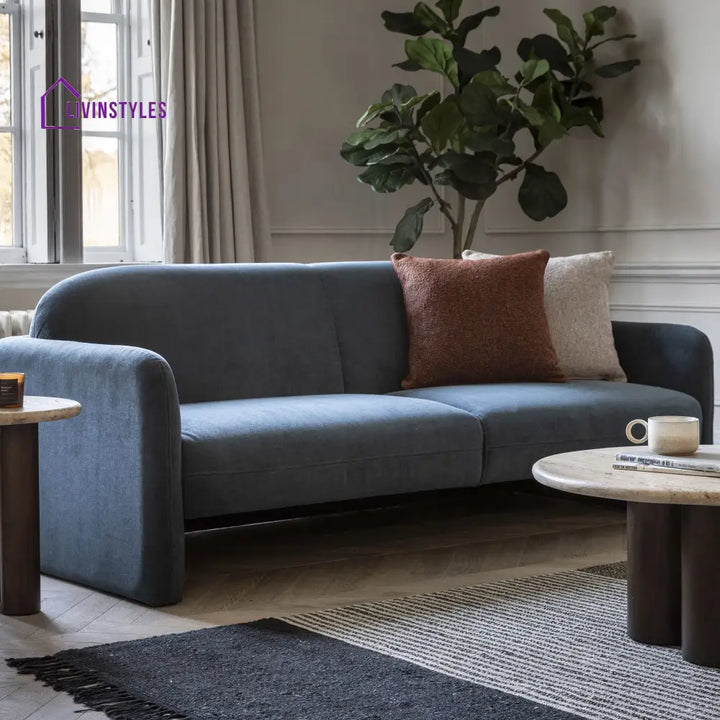 David 3 Seater Sofa Dusty Blue Living