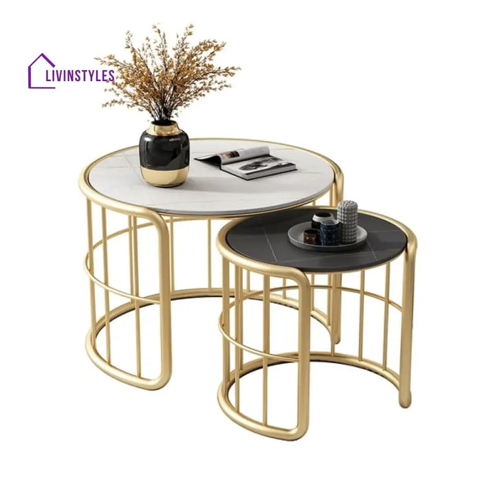 David Metal And Marble Top Coffee Table