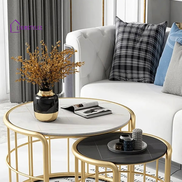 David Metal And Marble Top Coffee Table