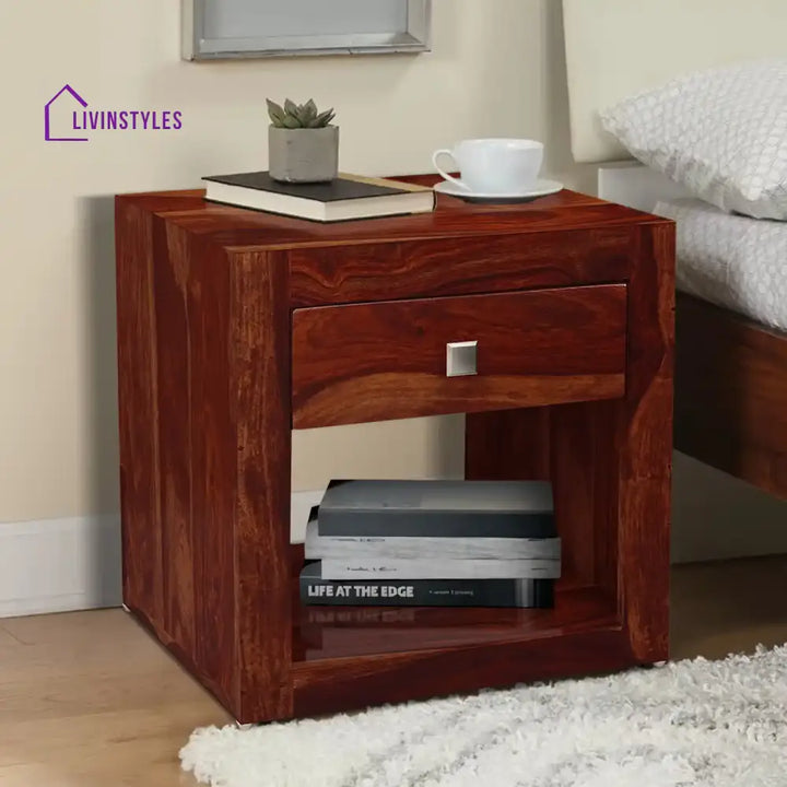 Krish Solid Wood Bedside Tables Honey Bedroom Furniture Sets