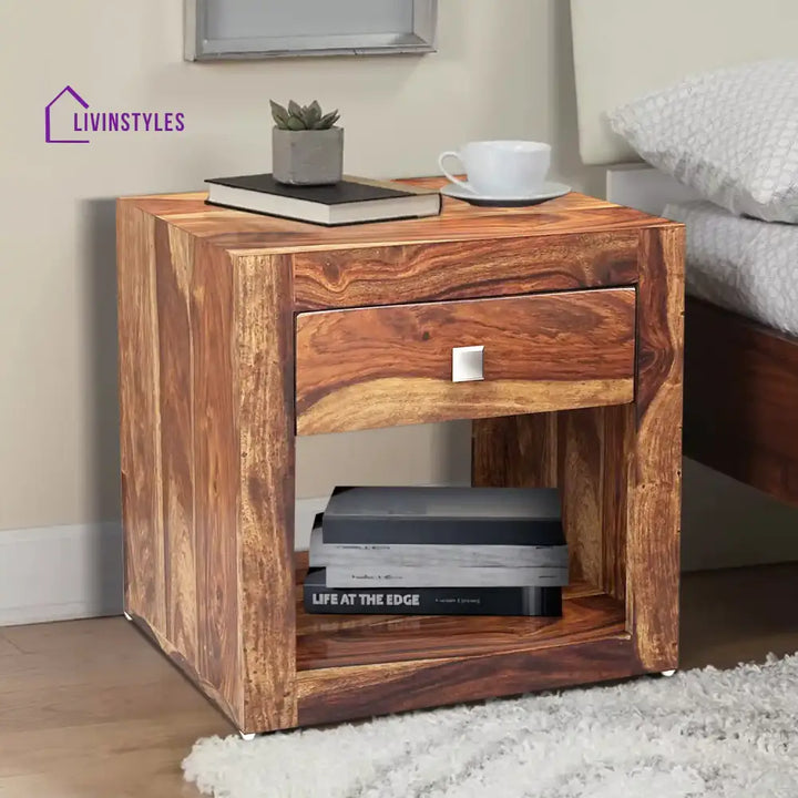 Krish Solid Wood Bedside Tables Natural Bedroom Furniture Sets