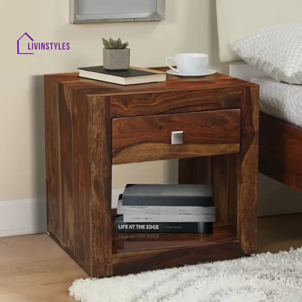 Krish Solid Wood Bedside Tables Teak Bedroom Furniture Sets