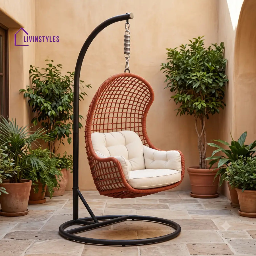 Dawid Premium MS Frame with Powder Coated Outdoor Swing Chair with Stand