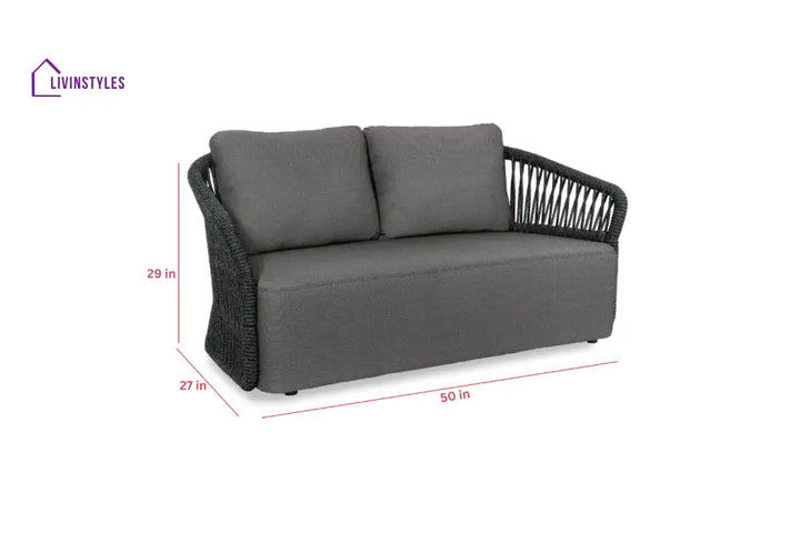 Dayo Outdoor Garden Balcony Sofa Set 2 Seater 2 Single Seater 1 Center Table Set Braid & Rope (Dark Grey) - Sofa Sets