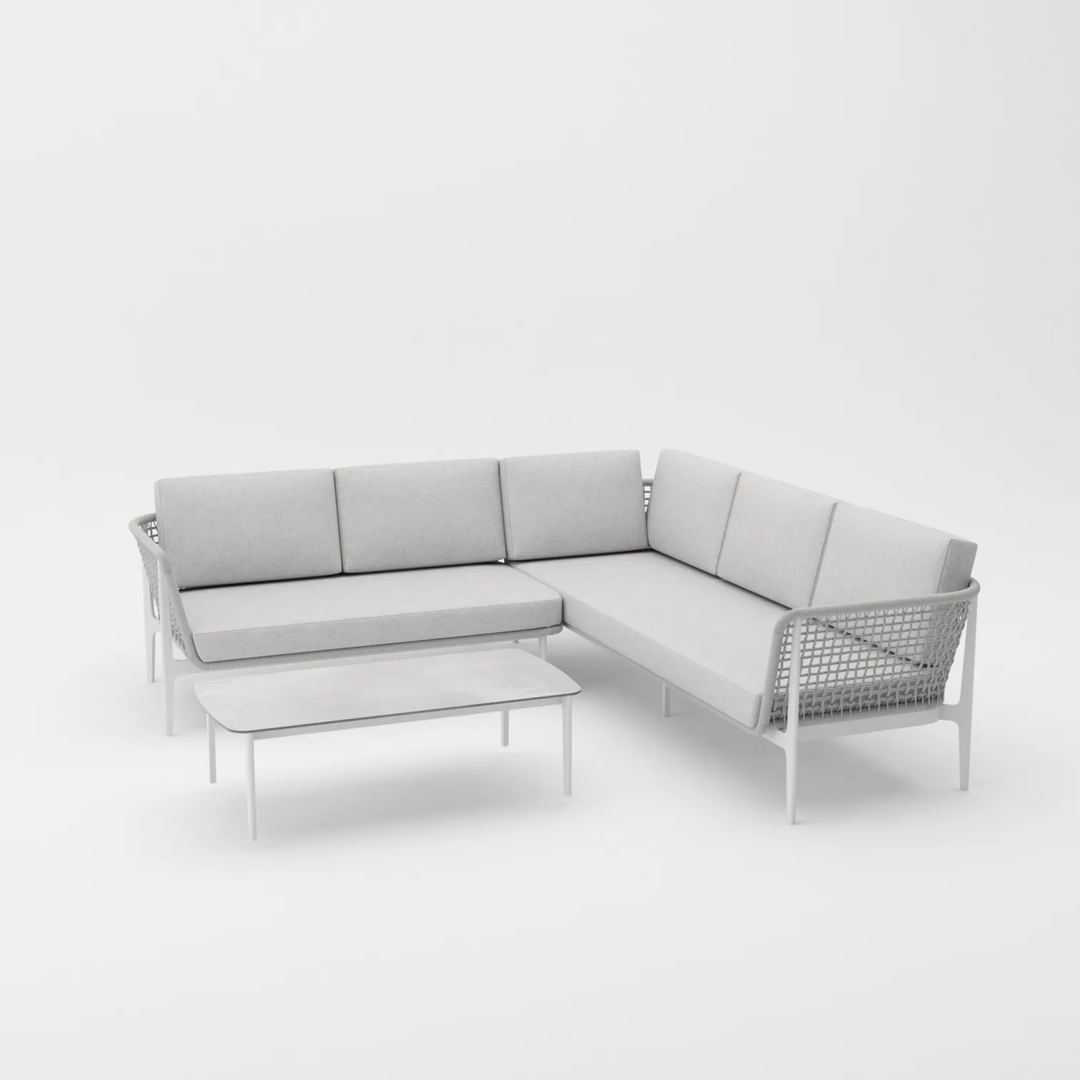 Colten Outdoor Garden Balcony Sofa Set  5 Seater and 1 Center Table Set, Braided & Rope (Grey)