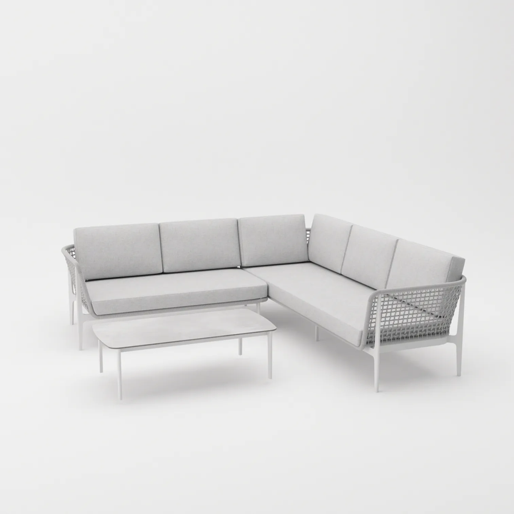 Colten Outdoor Garden Balcony Sofa Set  5 Seater and 1 Center Table Set, Braided & Rope (Grey)