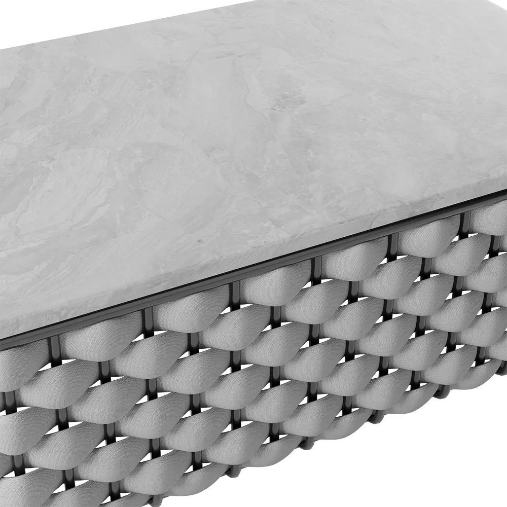 Fepel Outdoor Garden Balcony Sofa Set 2 Seater, 2 Single seater and 1 Center Table Set, Braid & Rope (Grey)