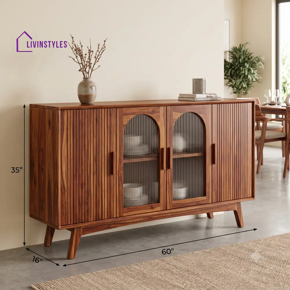 Deepa Premium Sheesham Wood Sideboard and Cabinet for Living Room