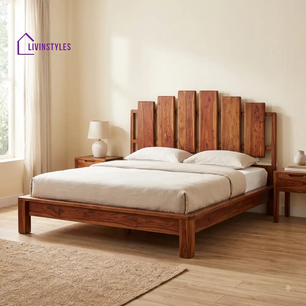 Deepa Sheesham Wood King Size Bed | Wooden Bed without Storage