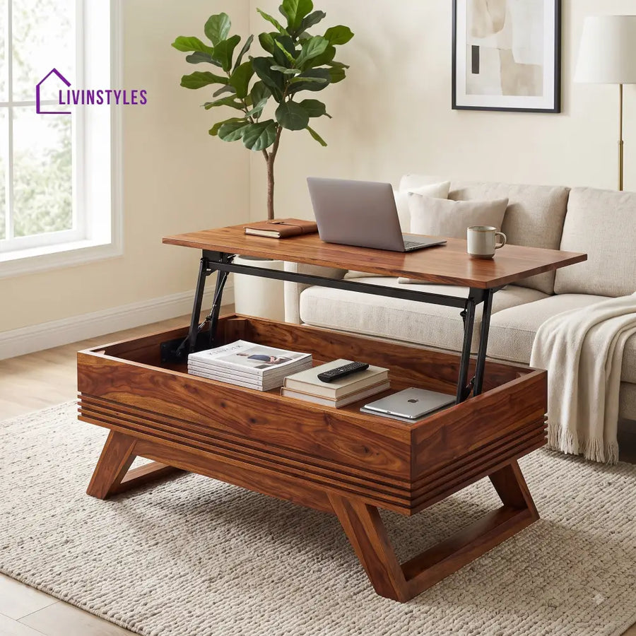 Deepa Sheesham Wood Lift Top Coffee Table for Living Room