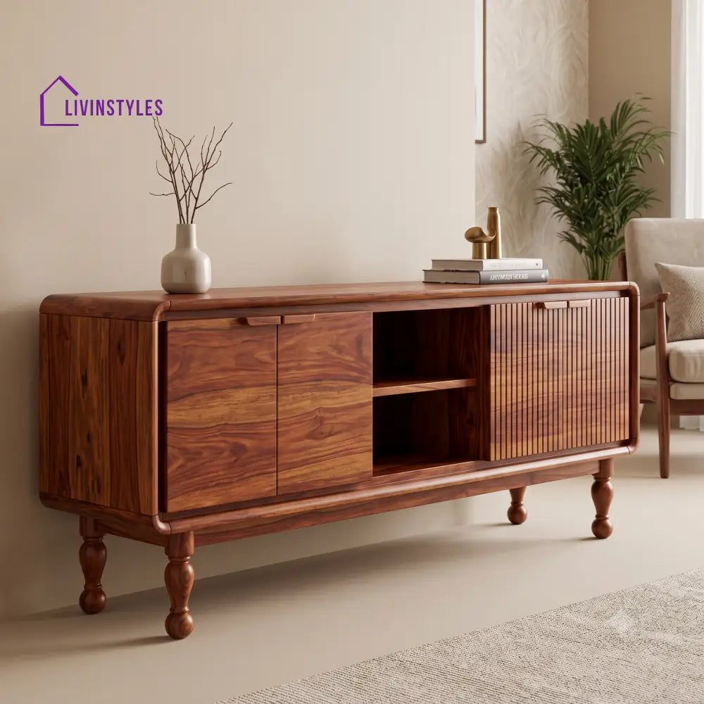Deepa Sheesham Wood TV Unit With Storage For Living Room Console