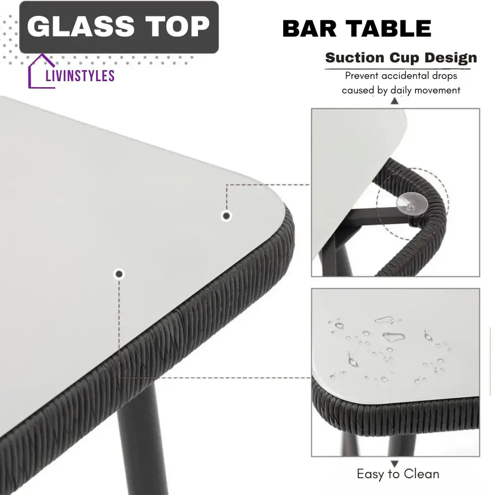 Deepali Premium Outdoor Rope 5-Piece Bar Set With a High-Top Table - Bar Set