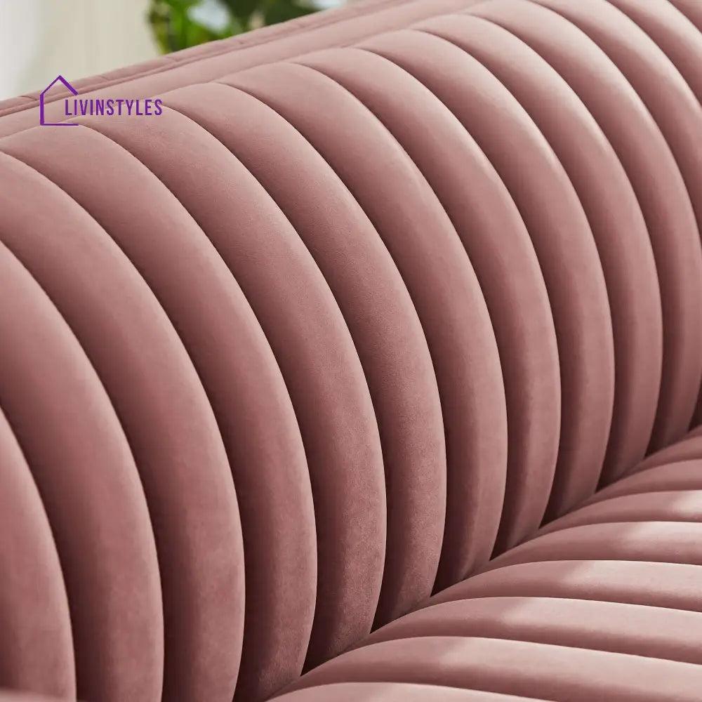 Deepika Light Pink Three Seater Sofa For Living Room