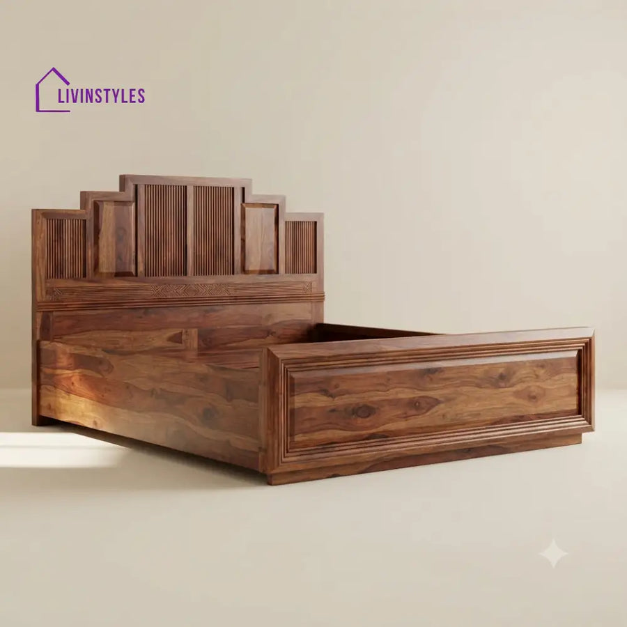 Deepika Sheesham Wood Bed With Box Storage | Wooden Bed
