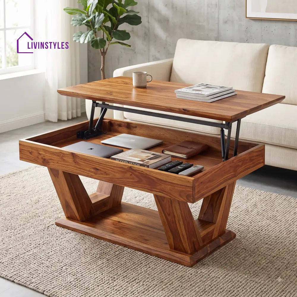 Deepika Sheesham Wood Lift Top Coffee Table for Living Room