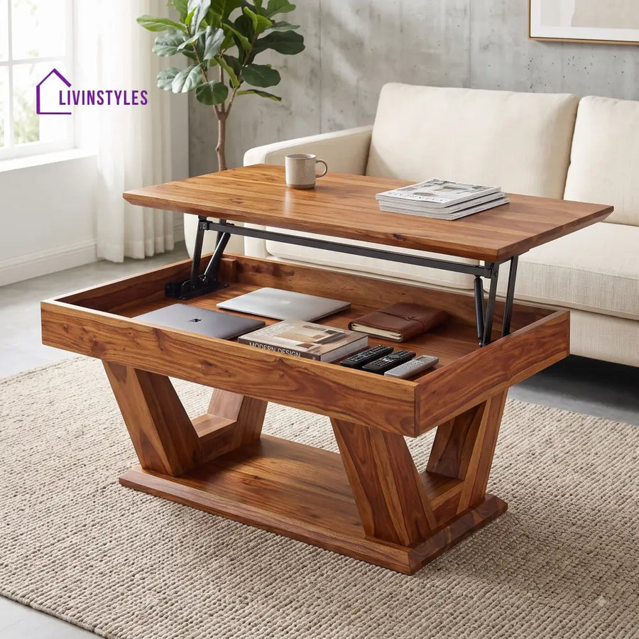 Deepika Sheesham Wood Lift Top Coffee Table for Living Room