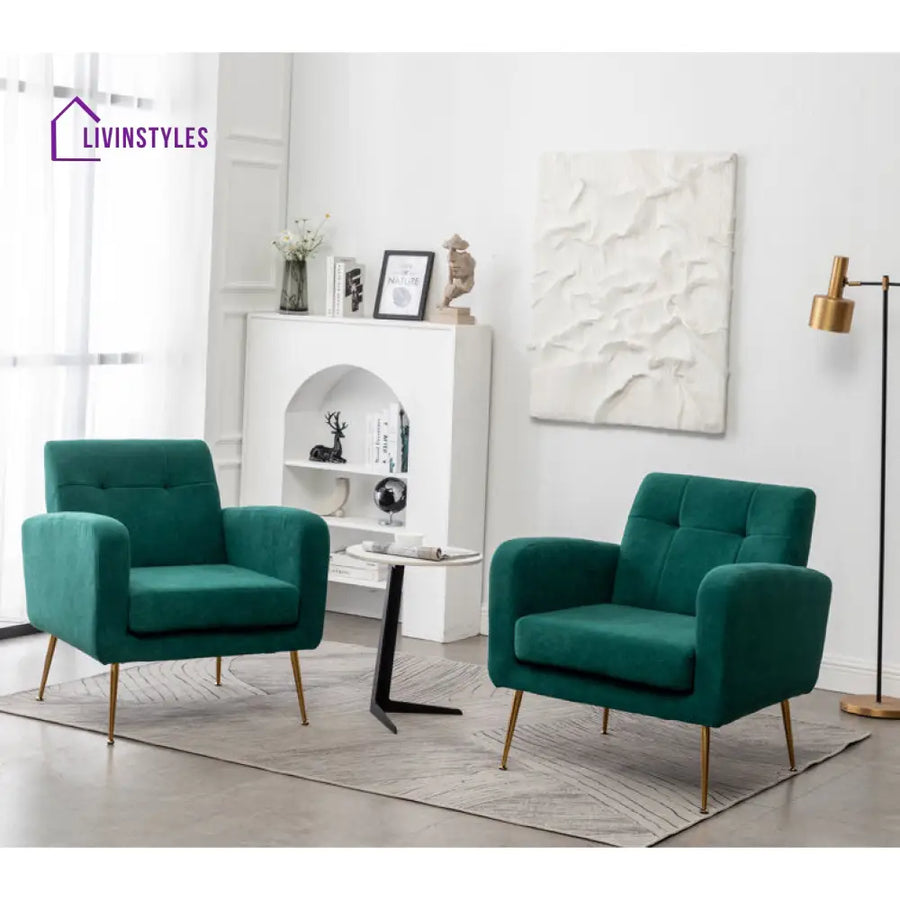 Deetya Metal and Fabric Arm Chair | Living Room Chair | Lounge Chair