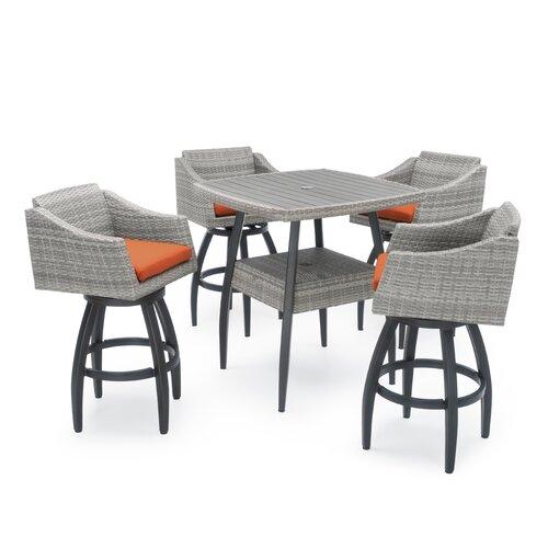 Erminio Outdoor Patio Bar Sets 4 Chairs and 1 Table (Grey)