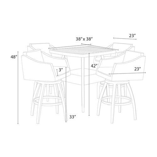 Erminio Outdoor Patio Bar Sets 4 Chairs and 1 Table (Grey)