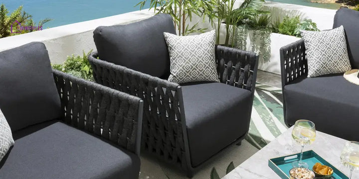 Deifilia Outdoor Sofa Set 2 Seater 2 Single seater and 1 Center Table (Dark Grey) - Sofa Sets
