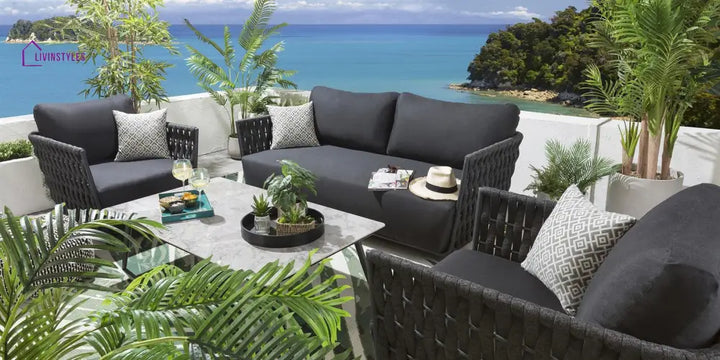 Deifilia Outdoor Sofa Set 2 Seater 2 Single seater and 1 Center Table (Dark Grey) - Sofa Sets
