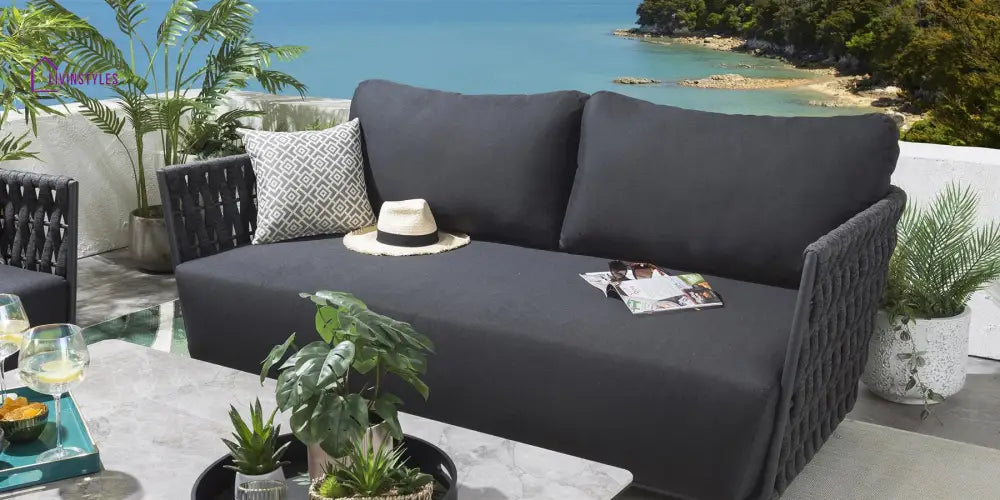 Deifilia Outdoor Sofa Set 2 Seater 2 Single seater and 1 Center Table (Dark Grey) - Sofa Sets