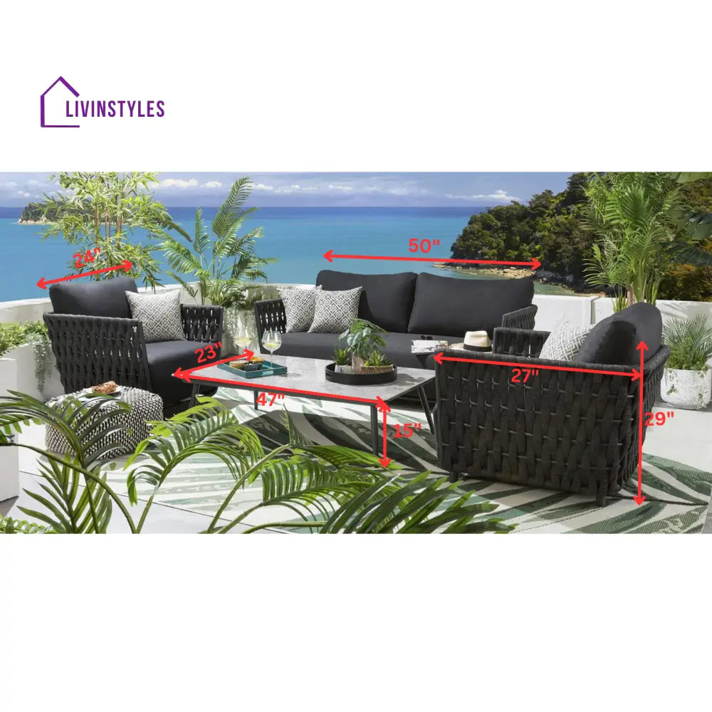 Deifilia Outdoor Sofa Set 2 Seater 2 Single seater and 1 Center Table (Dark Grey) - Sofa Sets
