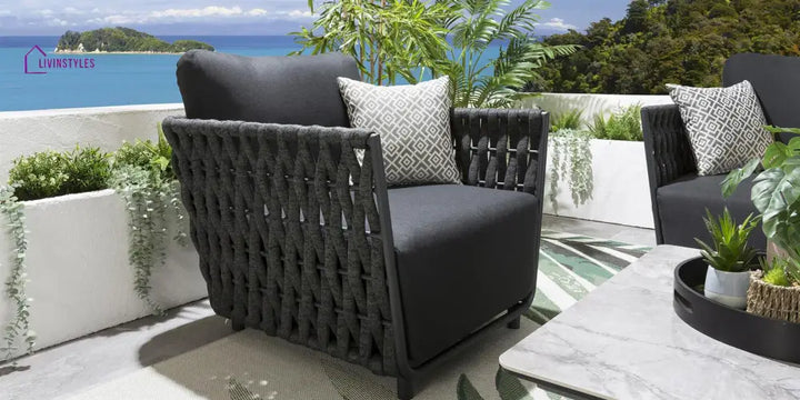 Deifilia Outdoor Sofa Set 2 Seater 2 Single seater and 1 Center Table (Dark Grey) - Sofa Sets