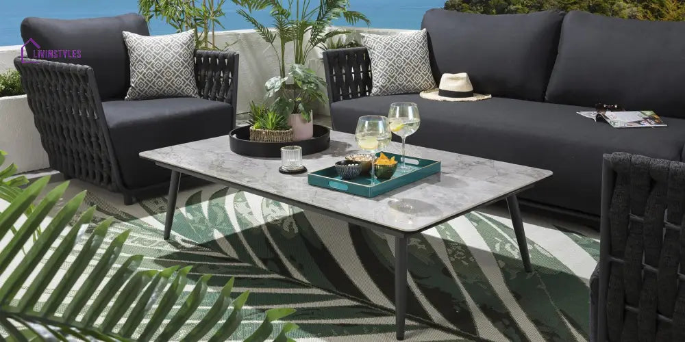 Deifilia Outdoor Sofa Set 2 Seater 2 Single seater and 1 Center Table (Dark Grey) - Sofa Sets