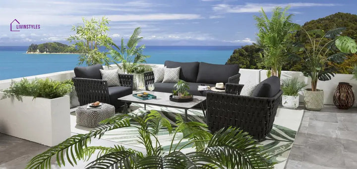Deifilia Outdoor Sofa Set 2 Seater 2 Single seater and 1 Center Table (Dark Grey) - Sofa Sets