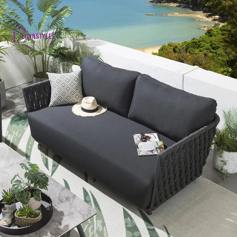 Deifilia Outdoor Sofa Set 2 Seater 2 Single seater and 1 Center Table (Dark Grey) - Sofa Sets