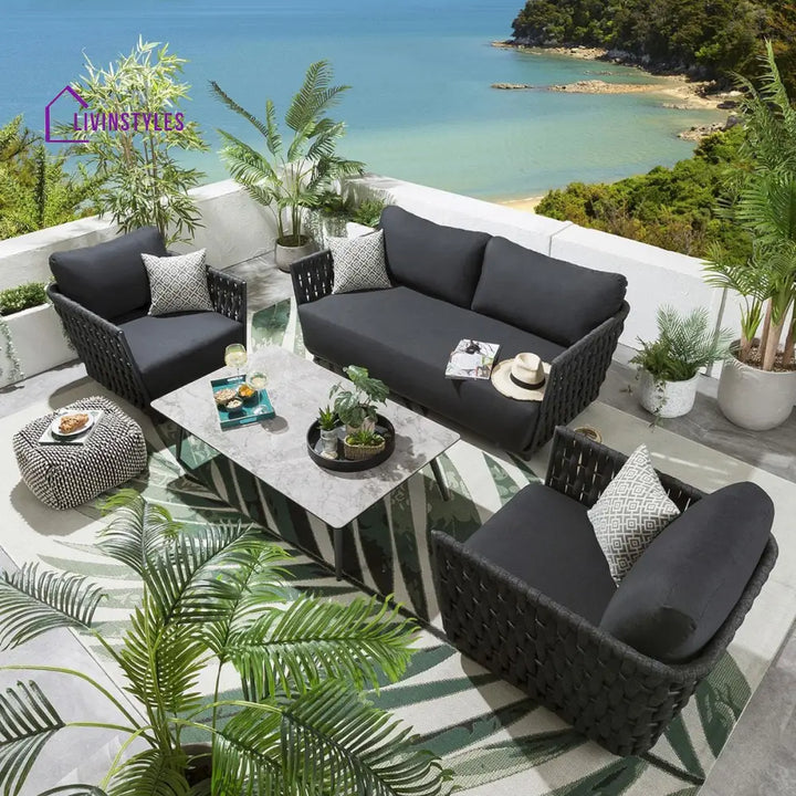 Deifilia Outdoor Sofa Set 2 Seater 2 Single seater and 1 Center Table (Dark Grey) - Sofa Sets