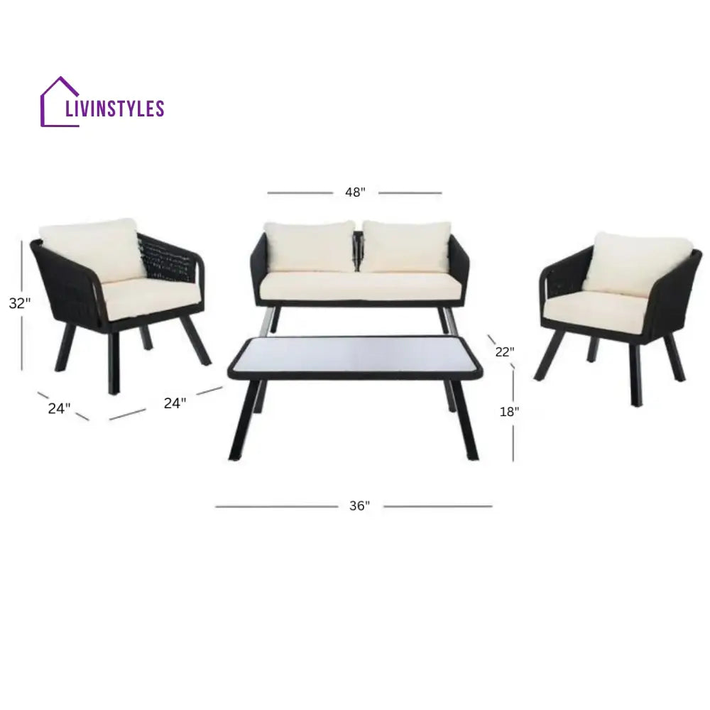 Deifilia Outdoor Sofa Set 2 Seater 2 Single seater And 1 Table Set Braided & Rope - Sofa Sets