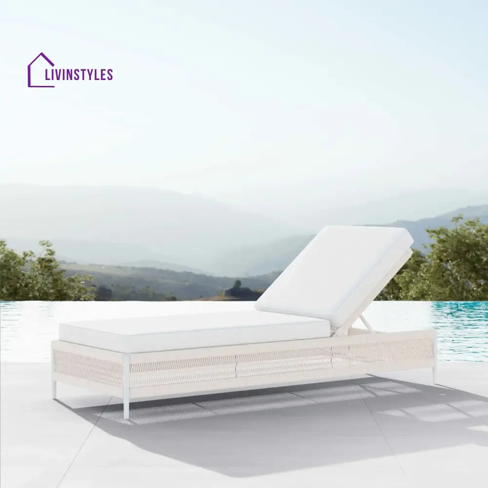 Deiniol Outdoor Swimming Poolside Lounger (White) Braided & Rope - Loungers