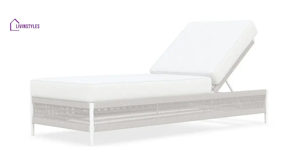 Deiniol Outdoor Swimming Poolside Lounger (White) Braided & Rope - Loungers