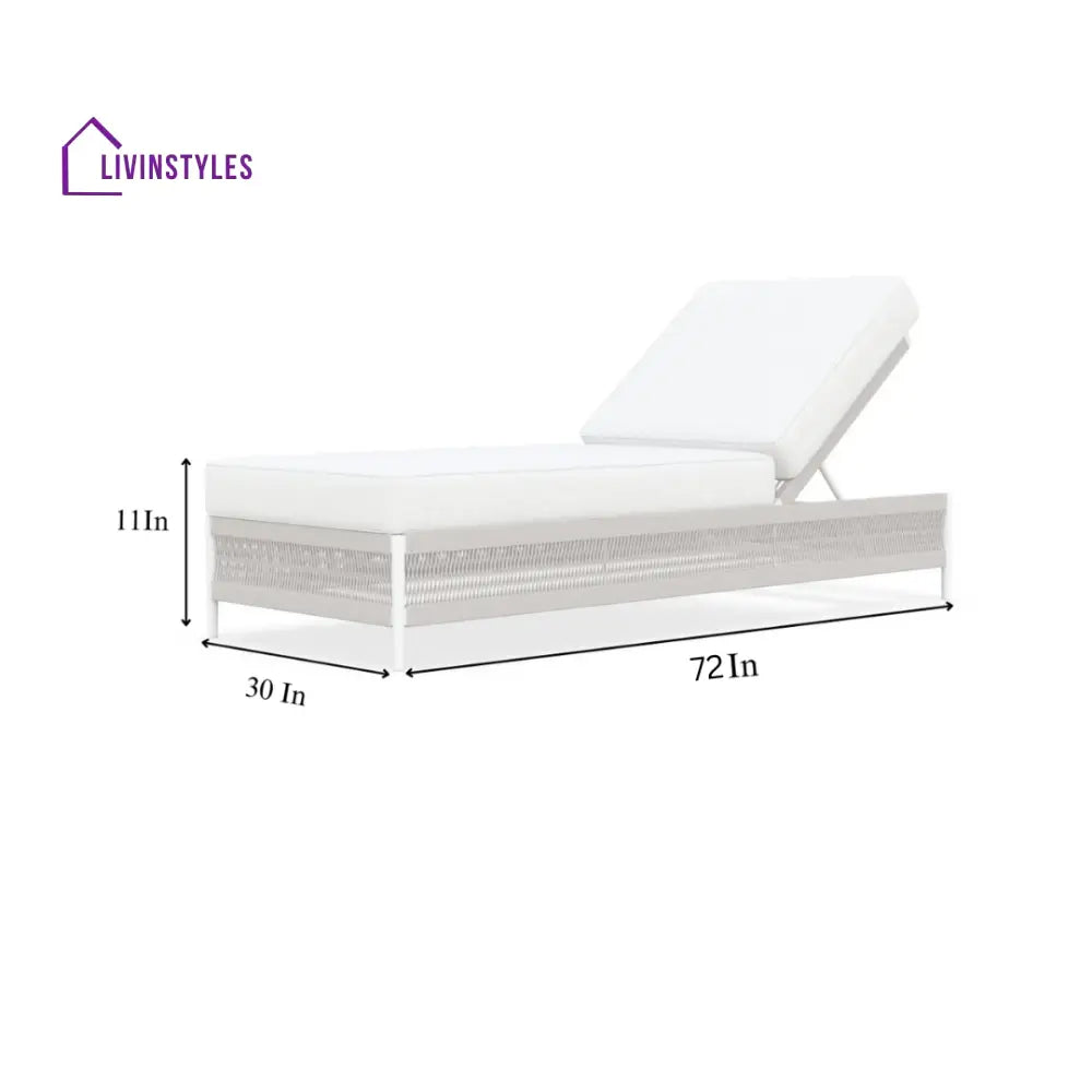 Deiniol Outdoor Swimming Poolside Lounger (White) Braided & Rope - Loungers