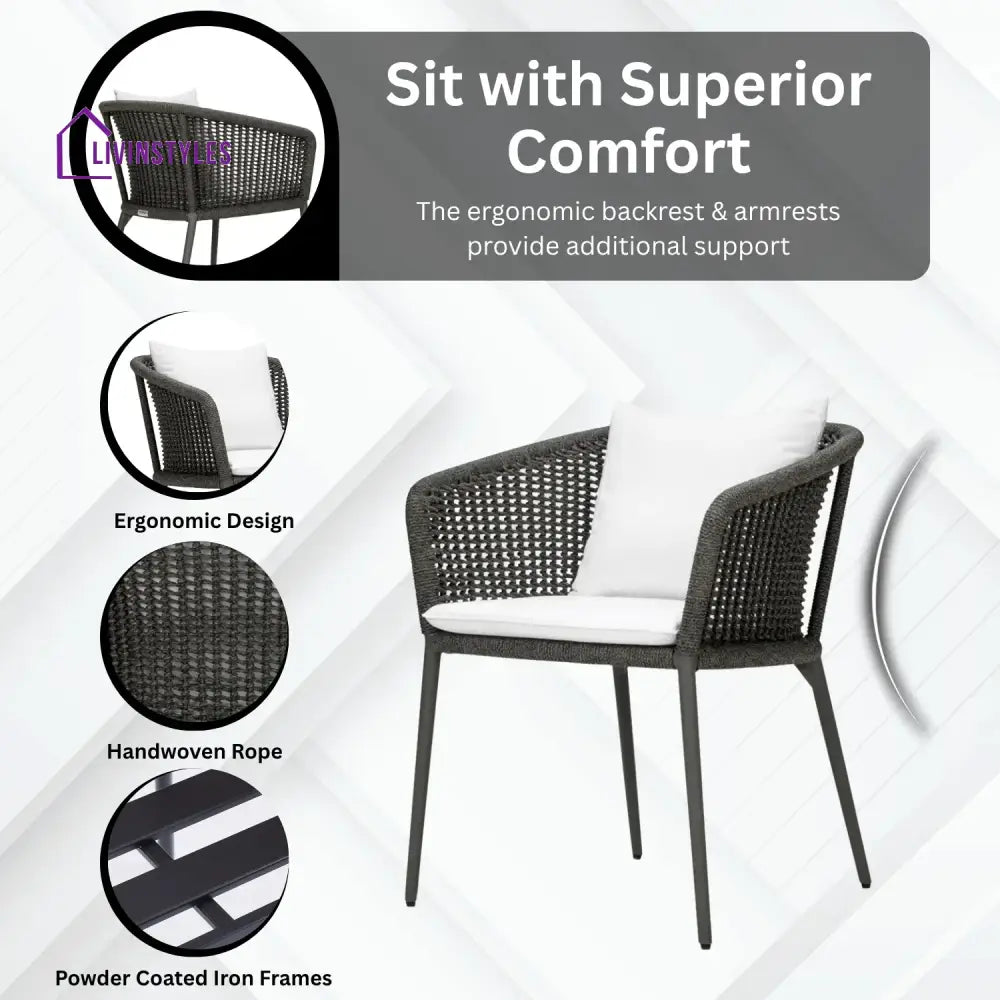 Delaney Outdoor Rope 3-Piece Patio Set - Patio Set