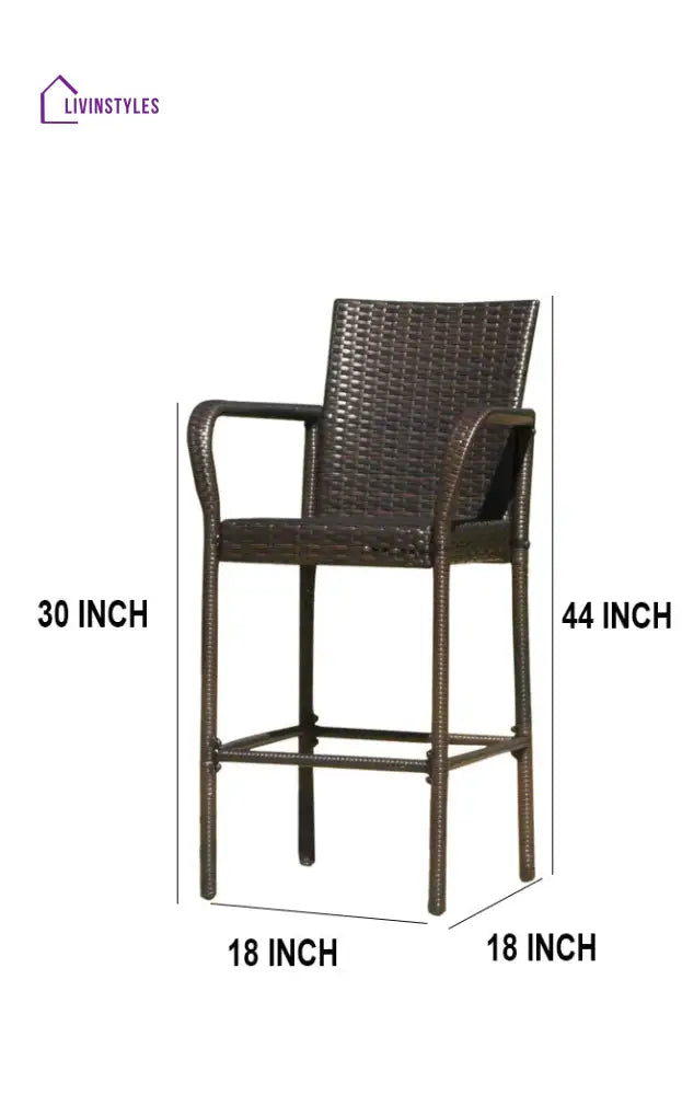 Dellucci Outdoor Patio Bar Chair 4 Chairs For Balcony (Brown) - Bar Sets