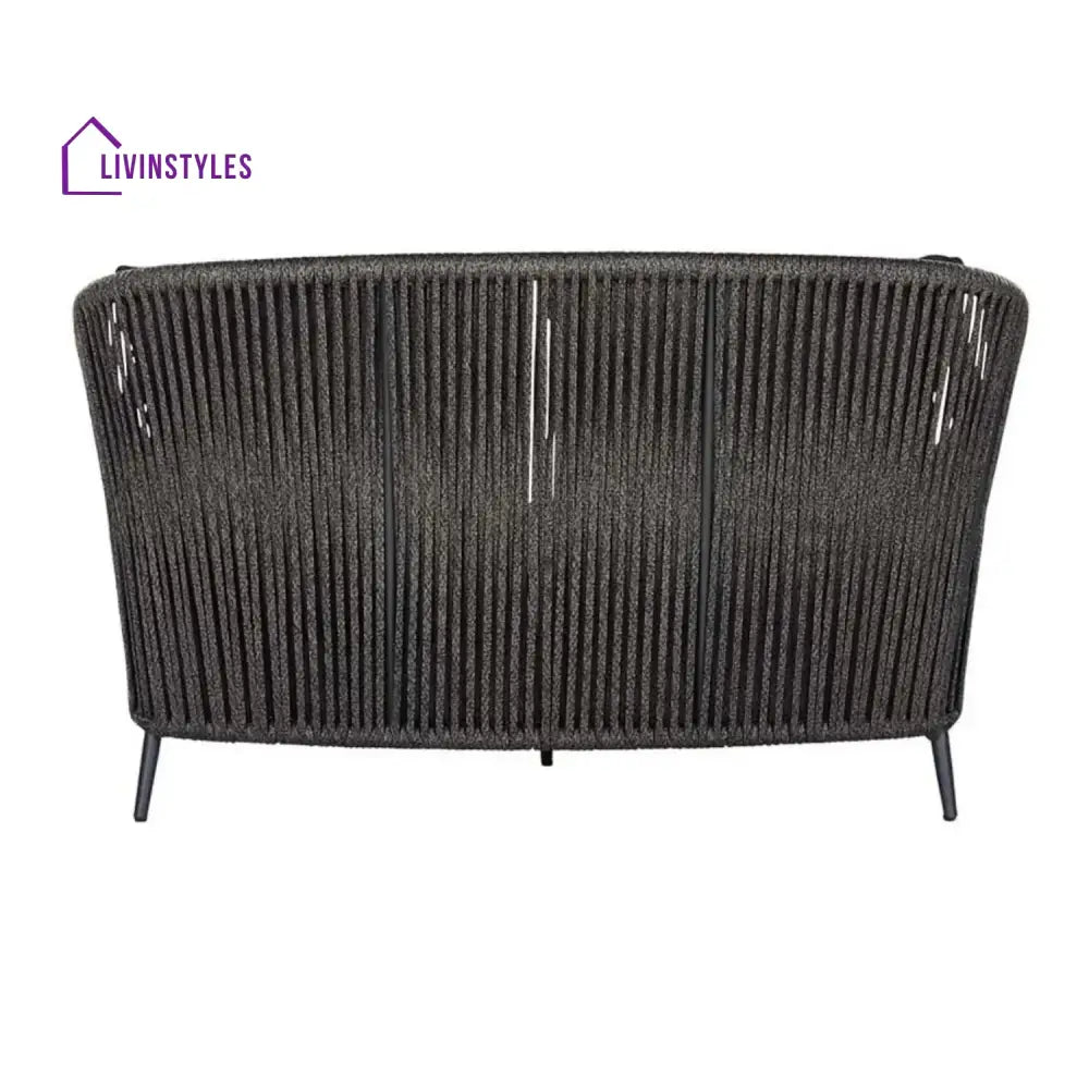 Delphine Outdoor Grey Rope Patio Daybed with Comfortable Dark Grey Cushion - Daybed