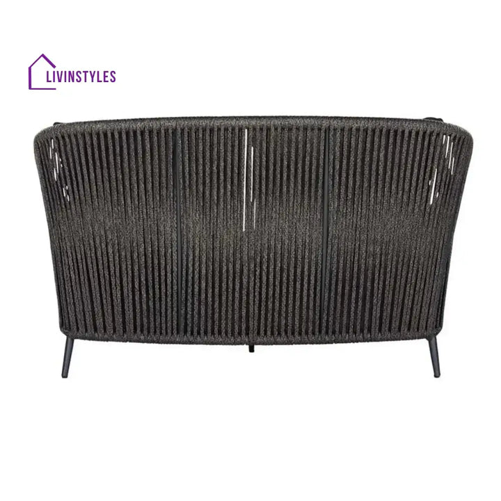 Delphine Outdoor Grey Rope Patio Daybed with Comfortable Dark Grey Cushion - Daybed