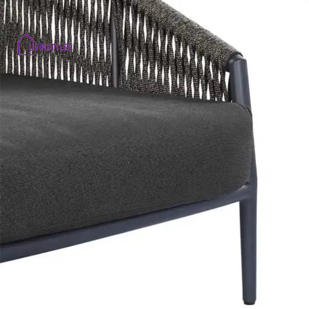 Delphine Outdoor Grey Rope Patio Daybed with Comfortable Dark Grey Cushion - Daybed