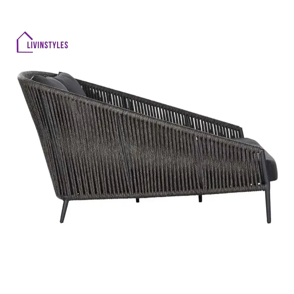 Delphine Outdoor Grey Rope Patio Daybed with Comfortable Dark Grey Cushion - Daybed